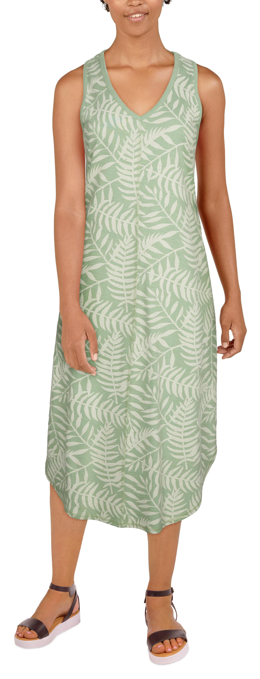 Natural Reflections Leafy Printed Midi Tank Dress for Ladies