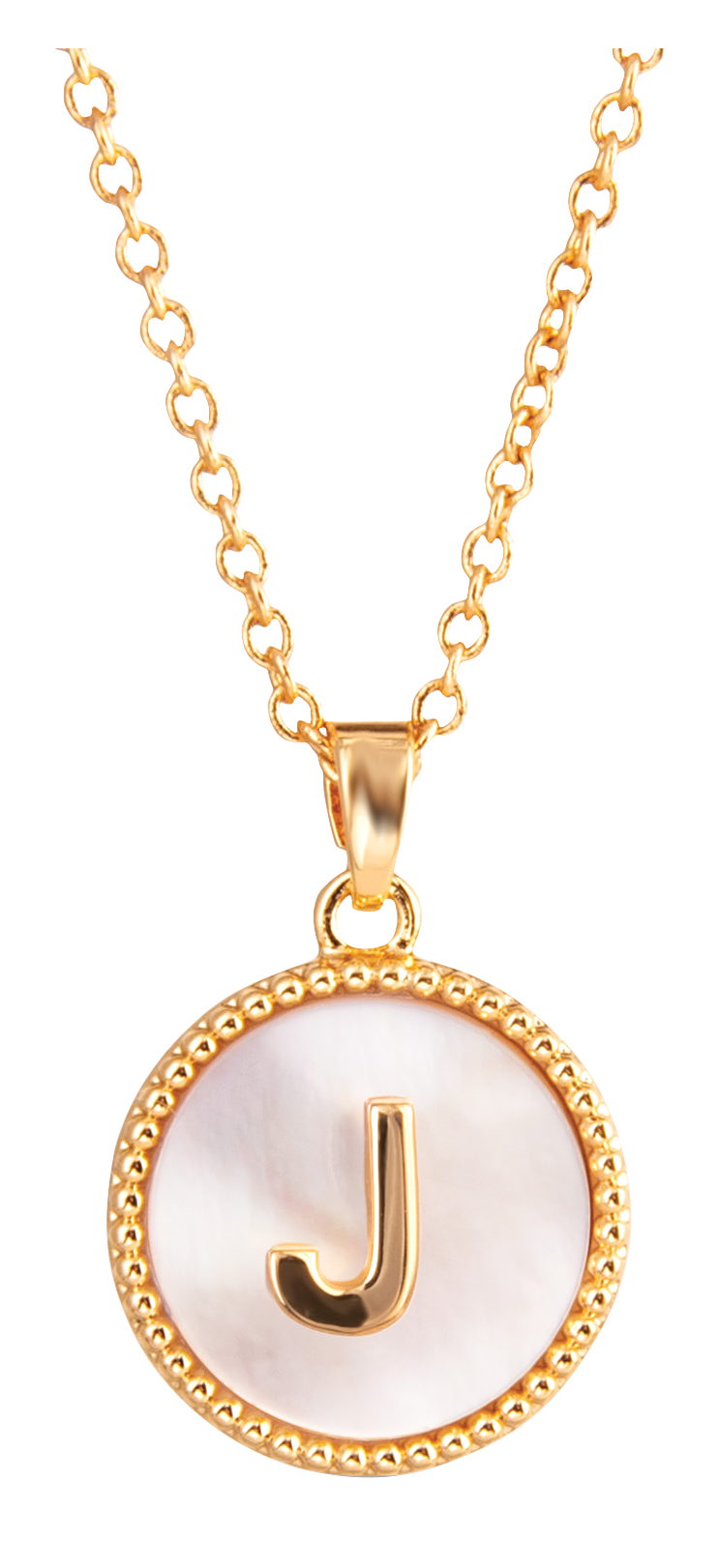 AMANDA BLU Mother of Pearl J Initial Necklace