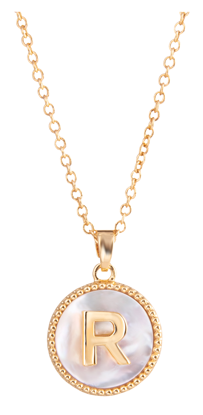 AMANDA BLU Mother of Pearl R Initial Necklace