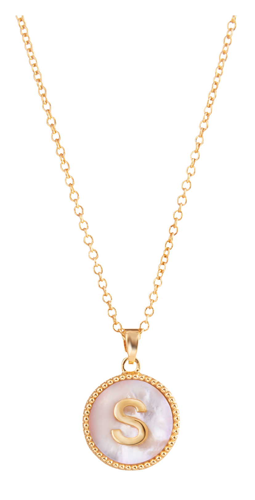 AMANDA BLU Mother of Pearl S Initial Necklace