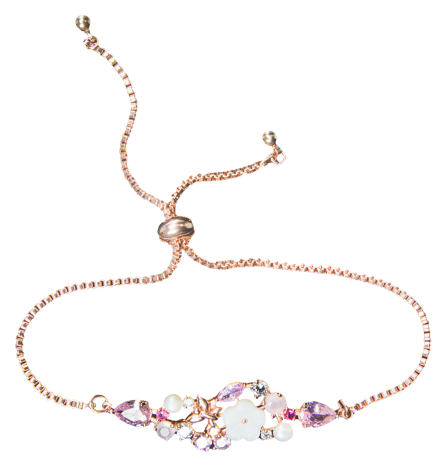 Image of Amanda Blu Multi Pink Flower Rose Gold Bracelet