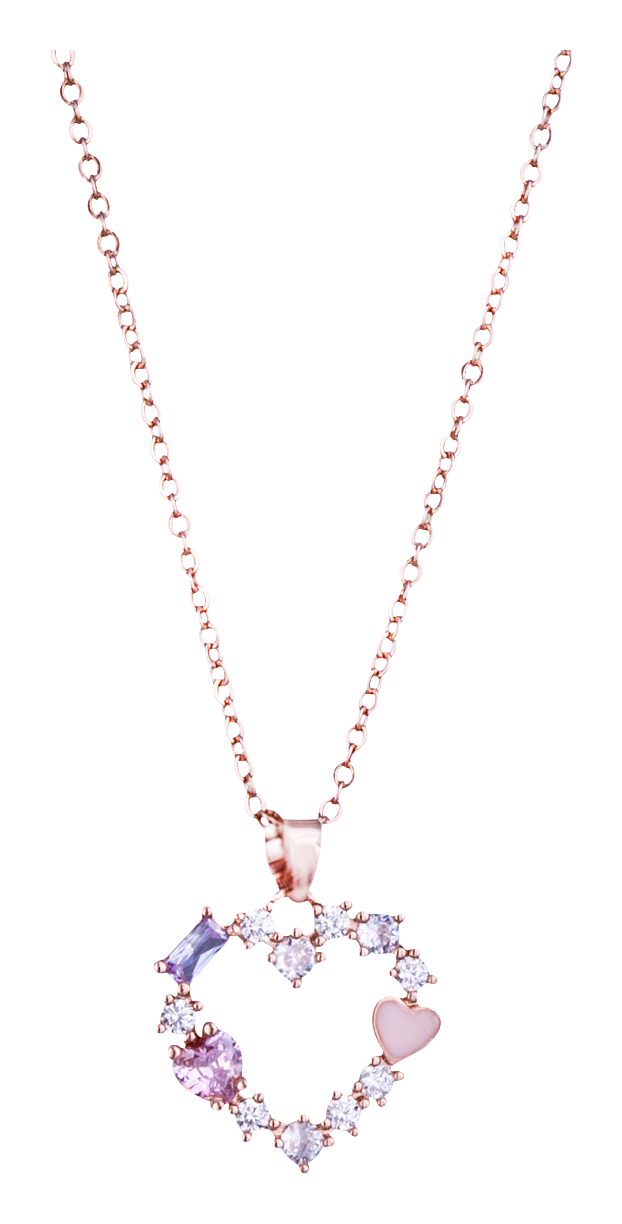 AMANDA BLU Multi-Color Cubic Zirconia Rose Gold Heart Necklace