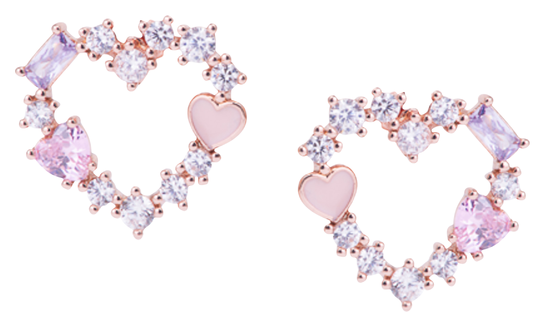 Image of Amanda Blu Multi-Color Cubic Zirconia Rose Gold Heart Earrings