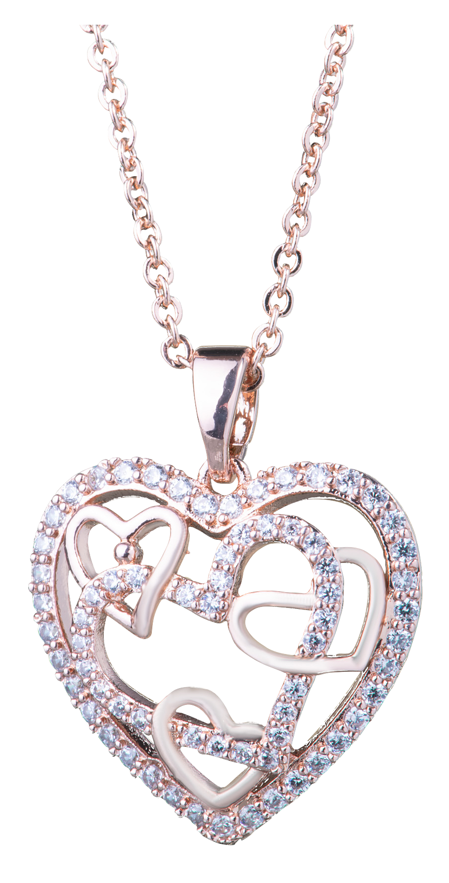 AMANDA BLU Inset Hearts Cubic Zirconia and Gold Necklace