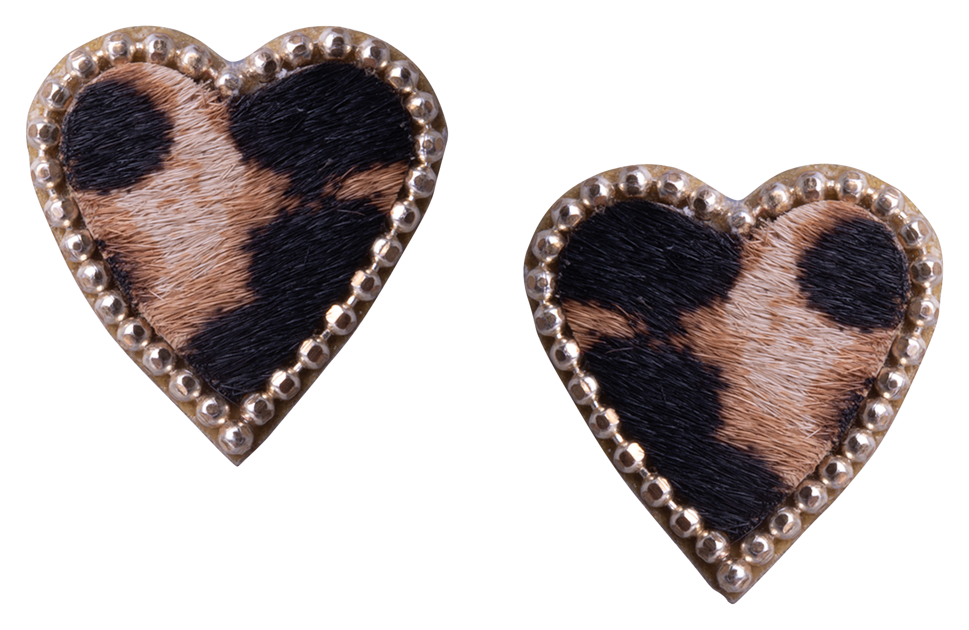 Image of Amanda Blu Leather Leopard Heart Stud Earrings