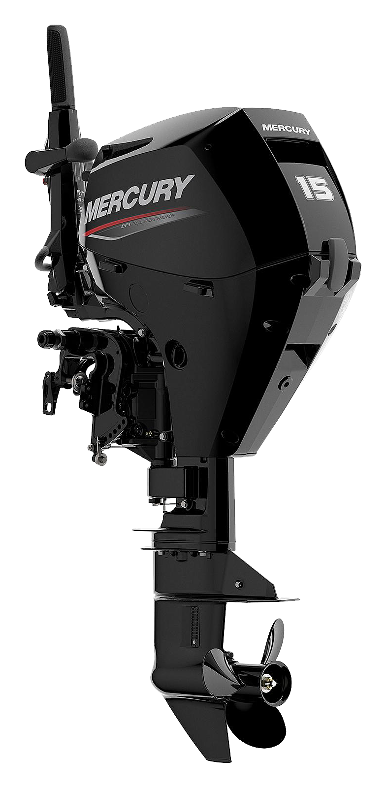Image of Mercury 15hp EFI Tiller FourStroke Outboard Motor 20'' Shaft, Manual Tilt/Trim, Manual Start