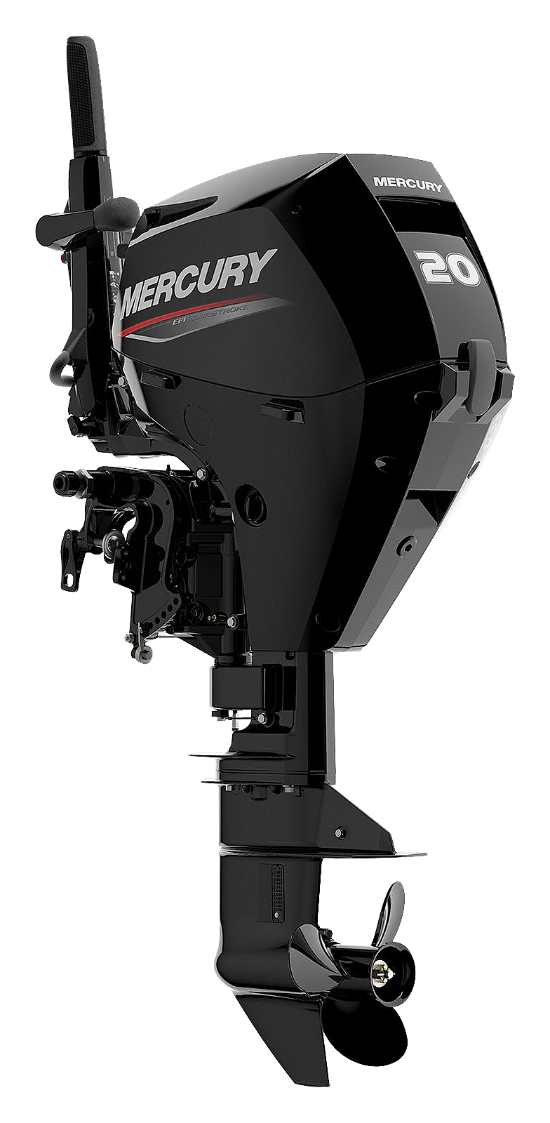 Image of Mercury 20hp EFI Tiller FourStroke Outboard Motor 15'' Shaft, Manual Tilt/Trim, Manual Start