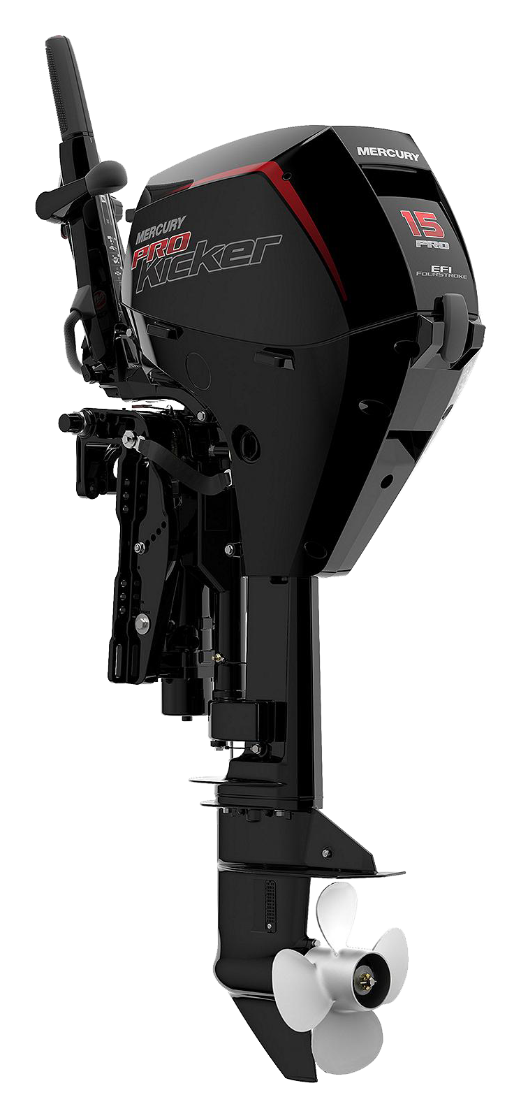 Image of Mercury 15hp EFI Tiller ProKicker Outboard Motor with 25'' Shaft, Power Tilt, Electric Start/Manual Backup