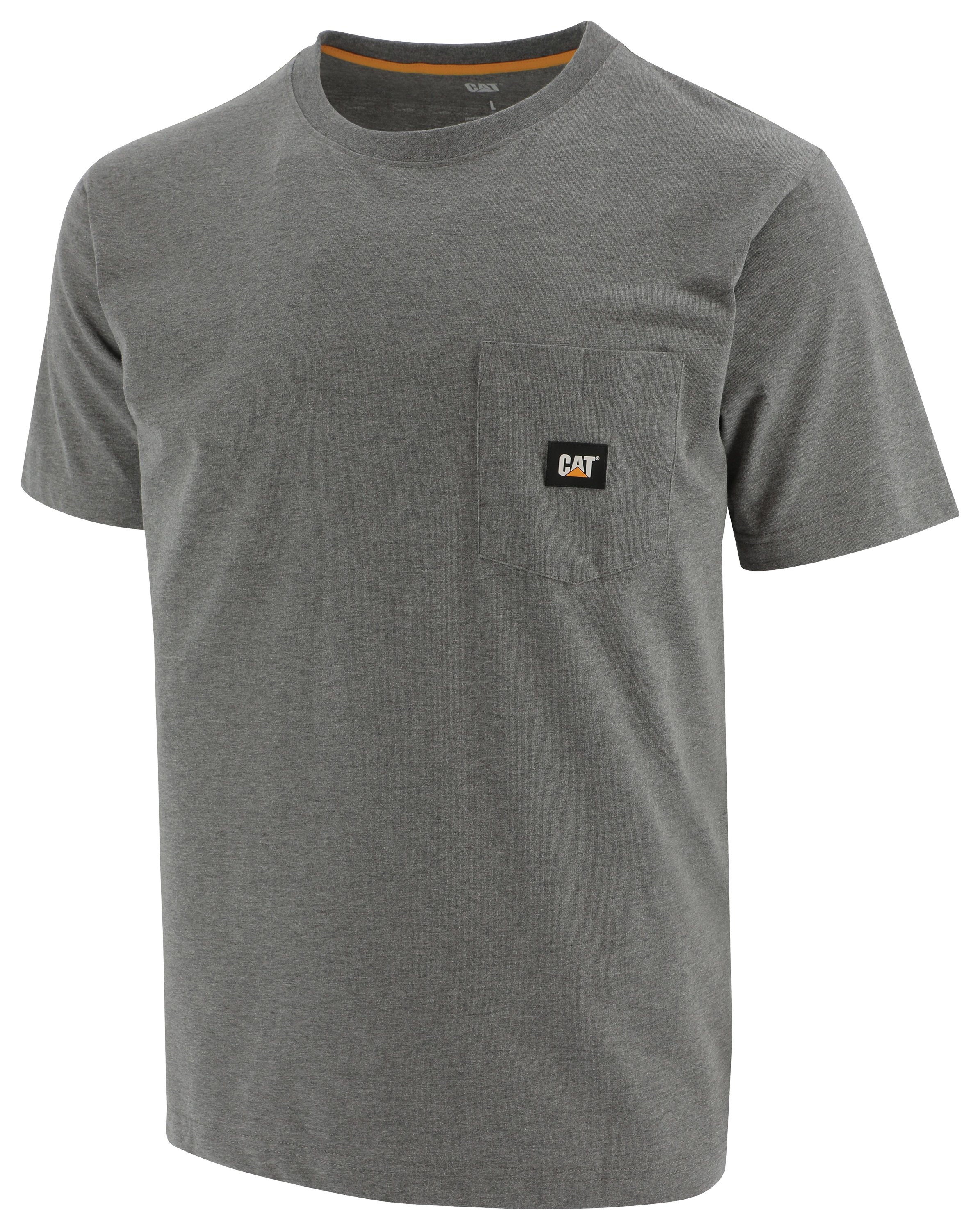 Image of CAT Workwear Label Pocket Short-Sleeve T-Shirt for Men - Dark Heather Grey