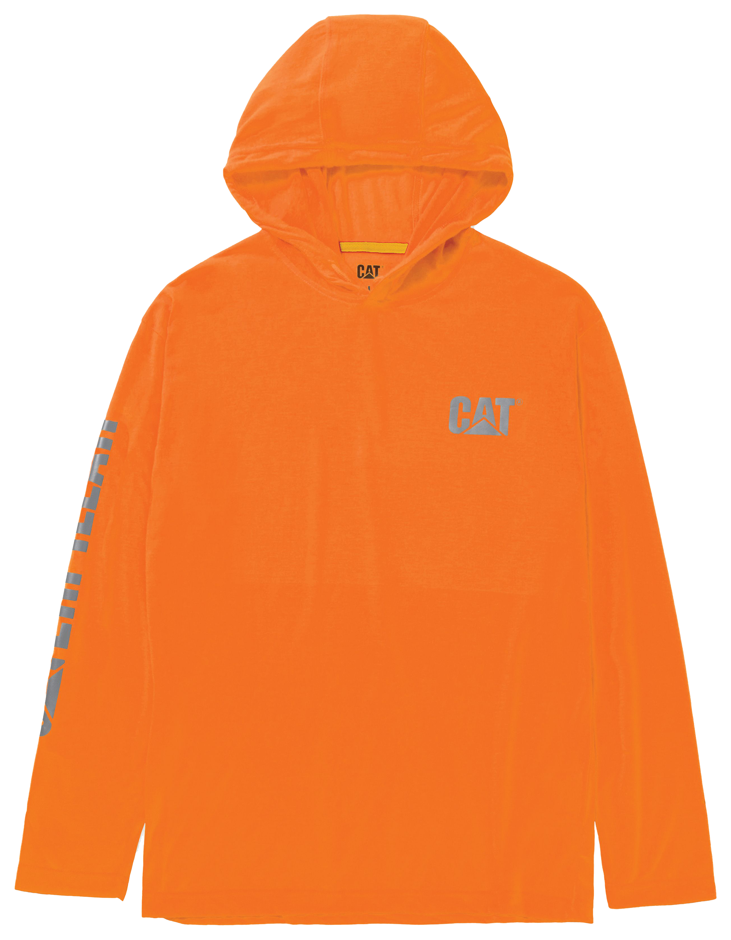 Image of CAT Workwear High-Visibility Hooded Long-Sleeve T-Shirt for Men - Hi-Vis Orange