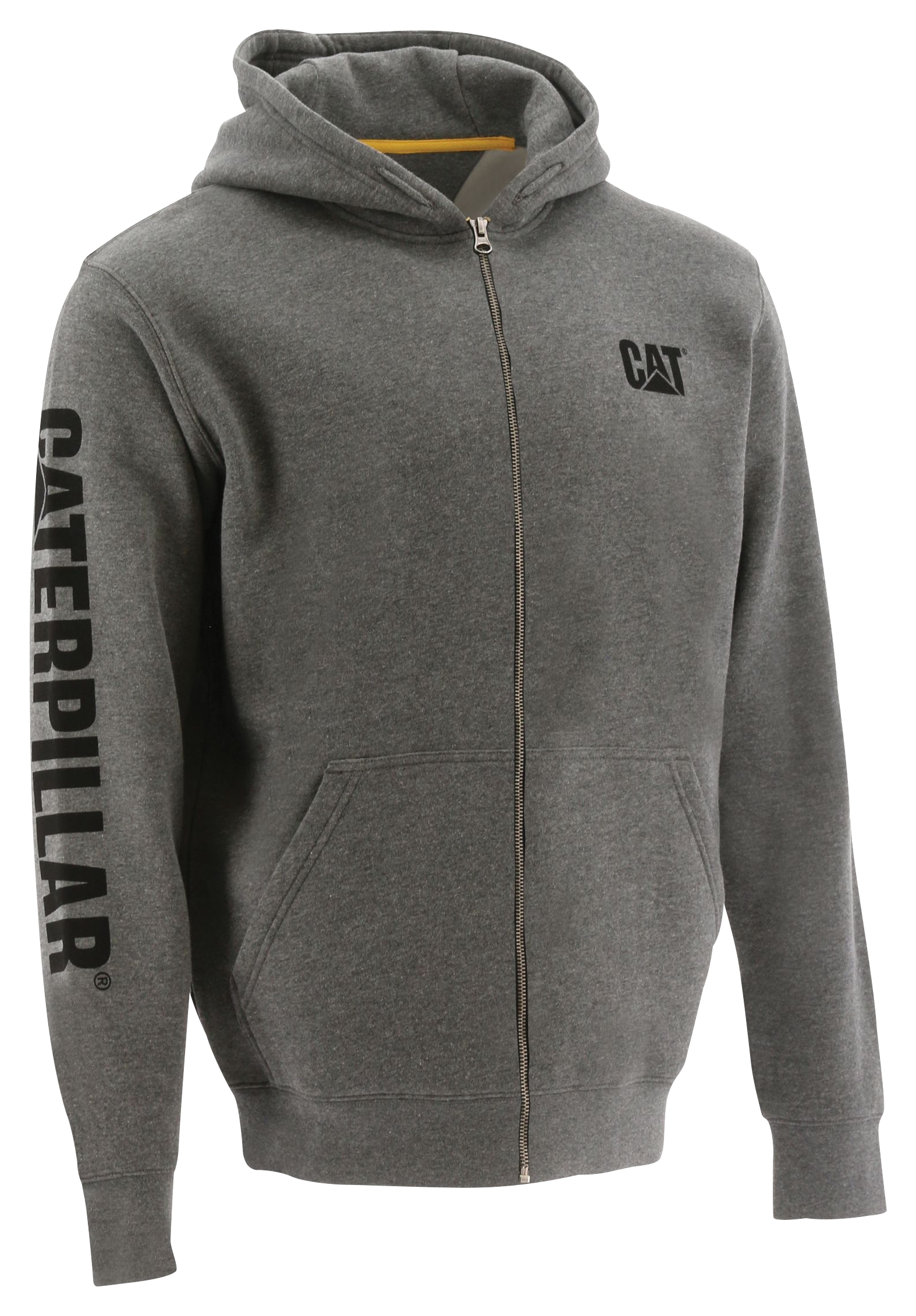 Image of CAT Workwear Full-Zip Hooded Sweatshirt for Men - Dark Heather Grey - 2XLT
