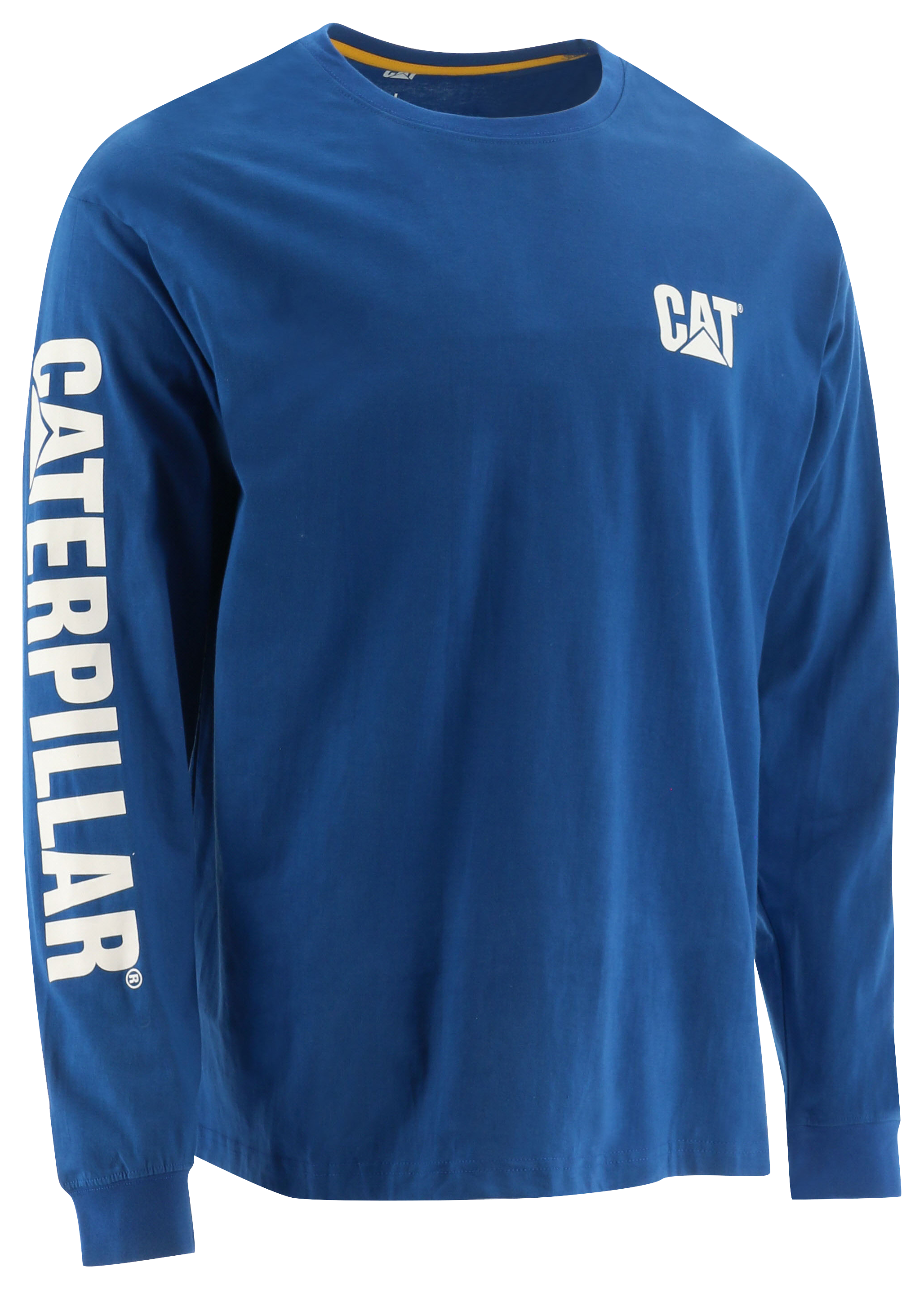 Image of CAT Workwear Caterpillar Trademark Banner Long-Sleeve Tee for Men - Memphis Blue