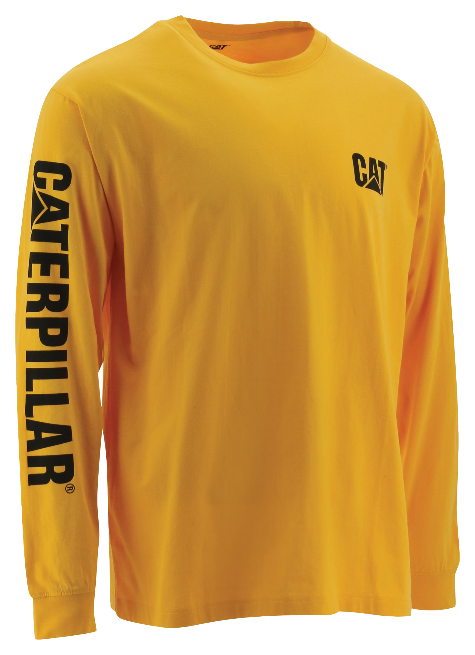 Image of CAT Workwear Caterpillar Trademark Banner Long-Sleeve Tee for Men - Yellow - 2XLT