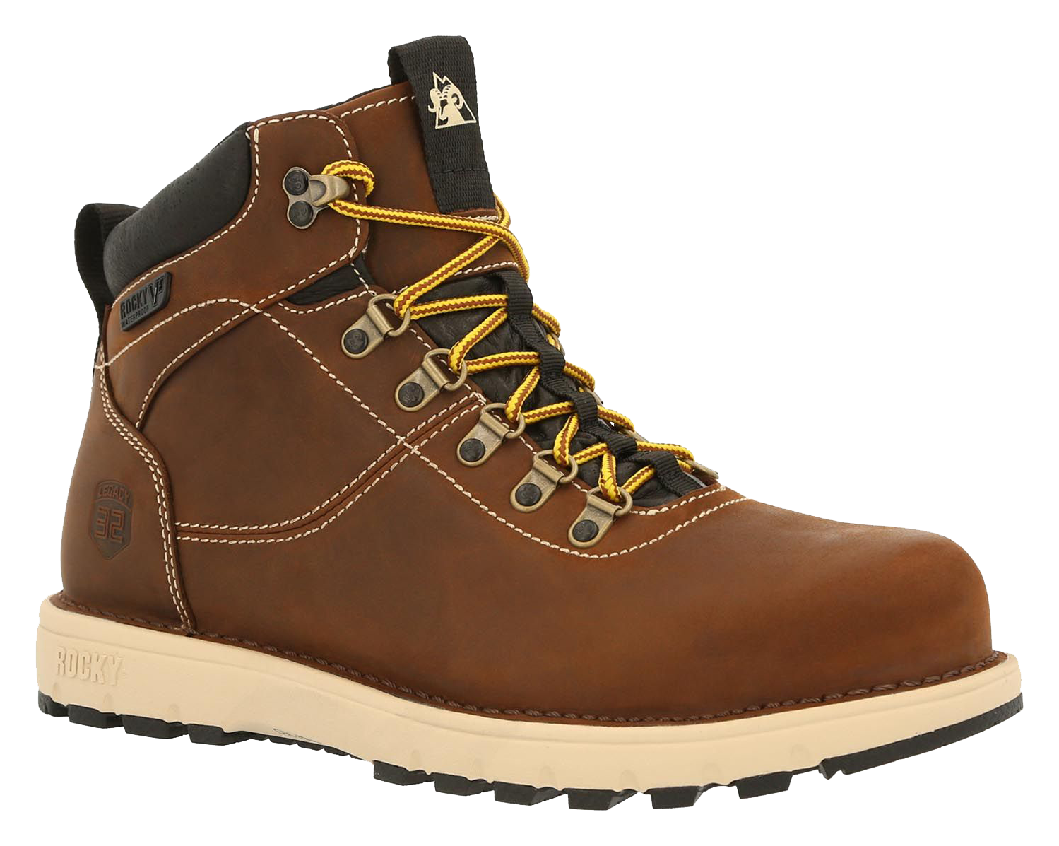 Image of Rocky Legacy 32 Waterproof Composite Toe Work Boots for Men - Brown - 9M