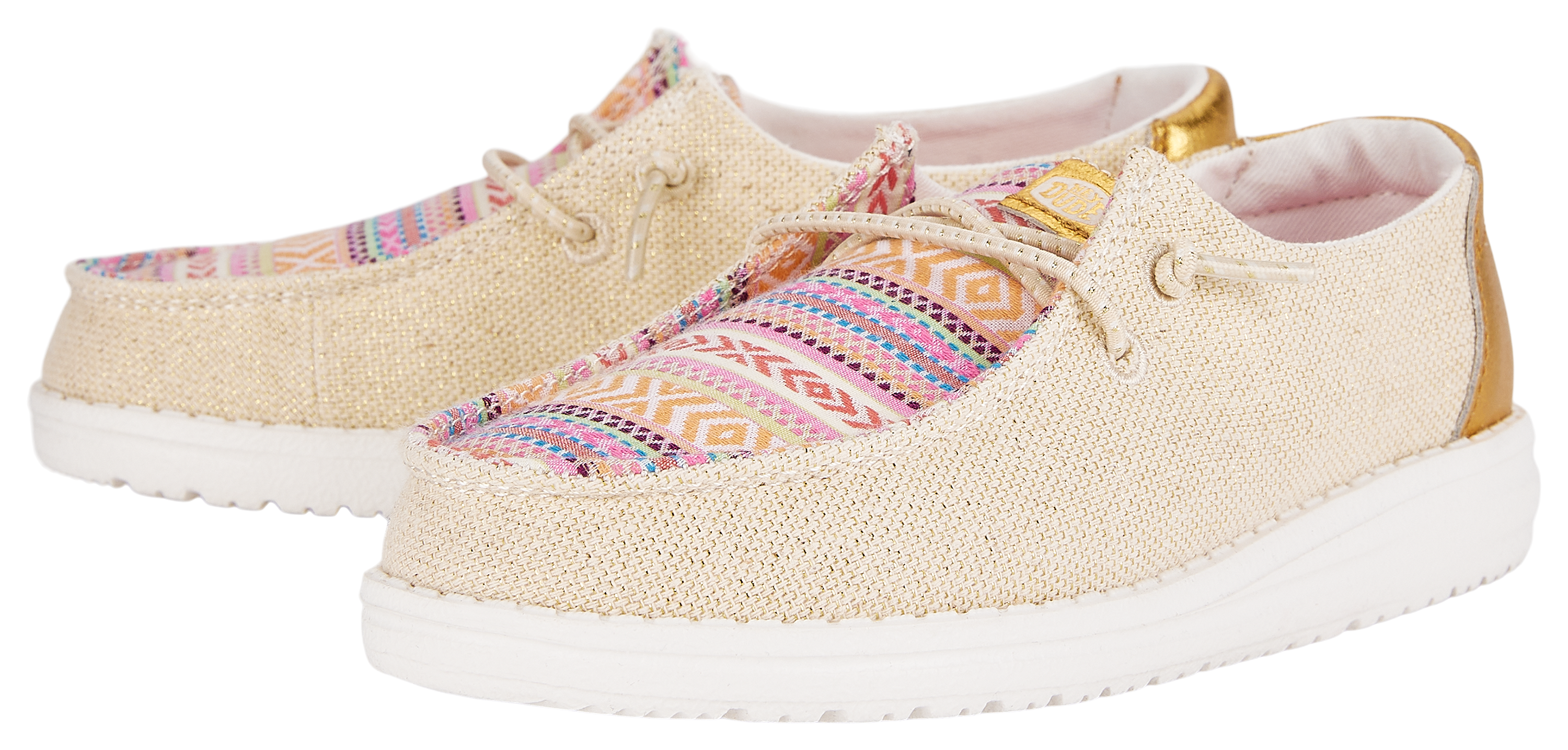 Image of HEYDUDE Wendy Boho Festival Casual Shoes for Kids - Natural/Multi