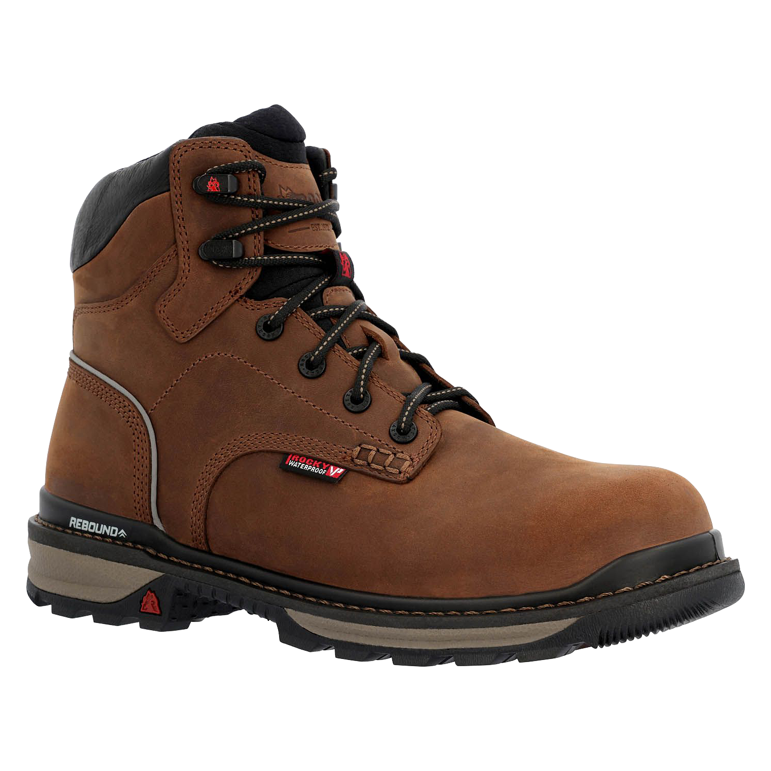 Image of Rocky Rams Horn Crazy Horse Waterproof Composite-Toe Work Boots for Men - Crazy Horse - 7M