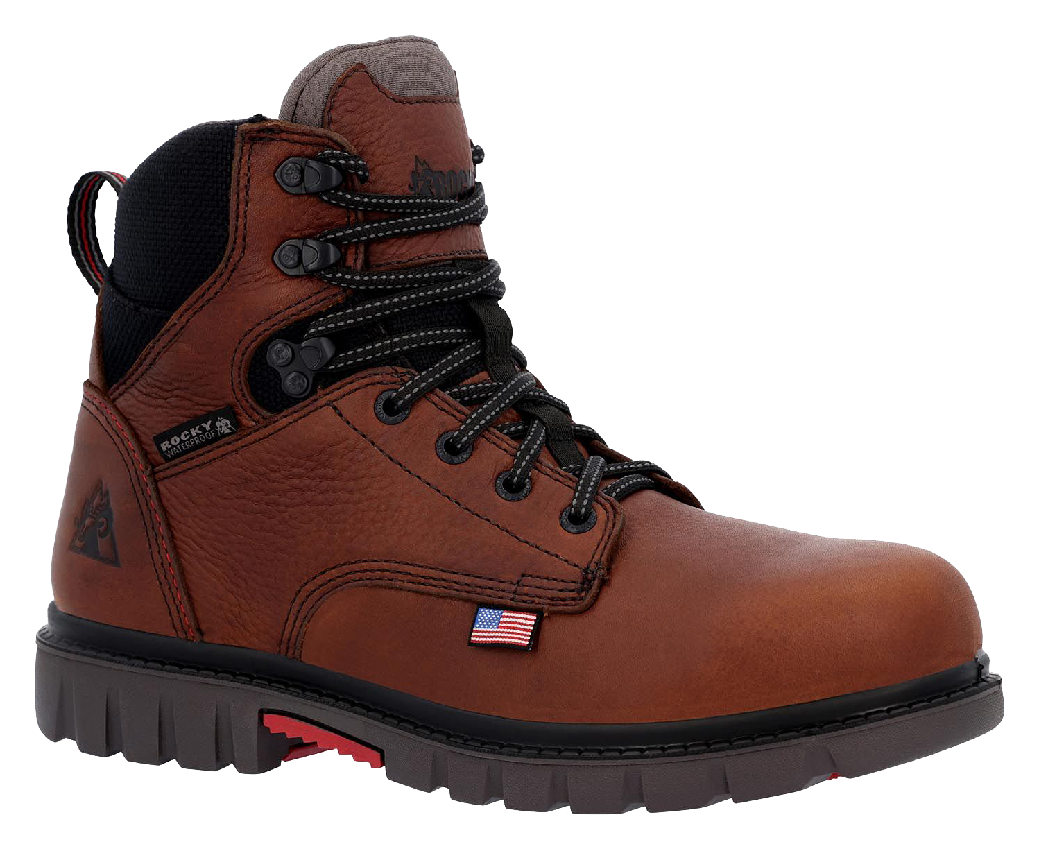 Image of Rocky Worksmart Waterproof Composite Toe Work Boots for Men - Brown - 11M