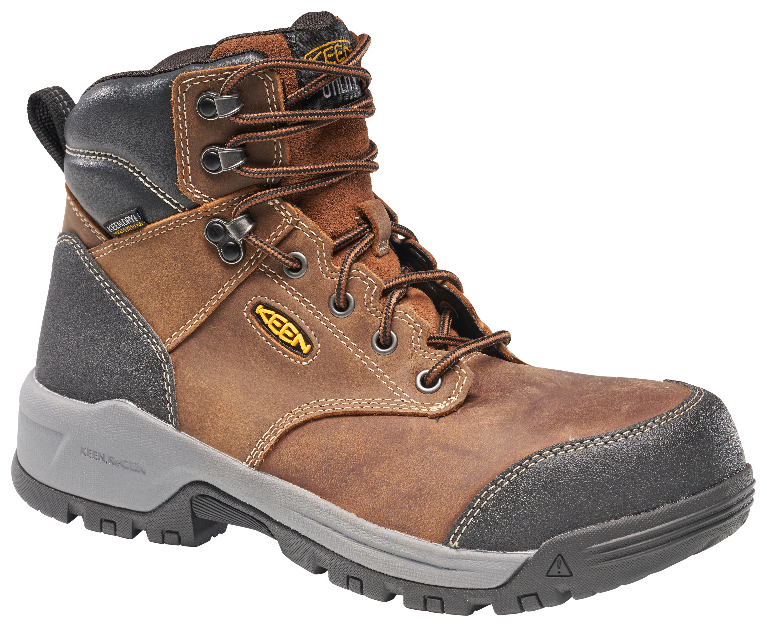 Image of KEEN Utility Evanston 6 Waterproof Carbon Toe Work Boots for Men - Bison/Black - 9.5M