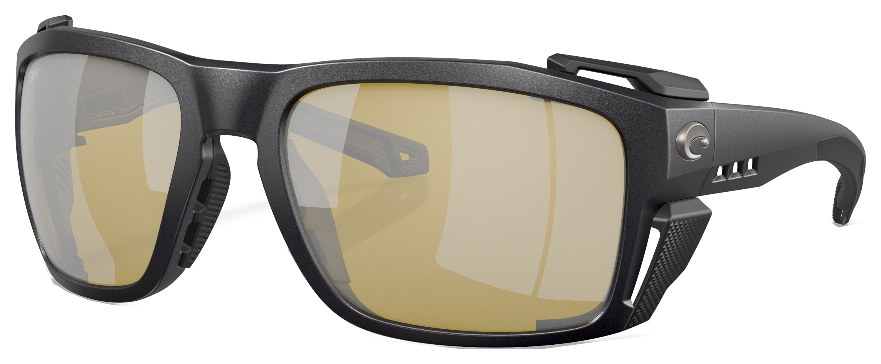 Image of Costa Del Mar King Tide 8 580G Glass Polarized Sunglasses - Black Pearl/Sunrise Silver Mirror - Large