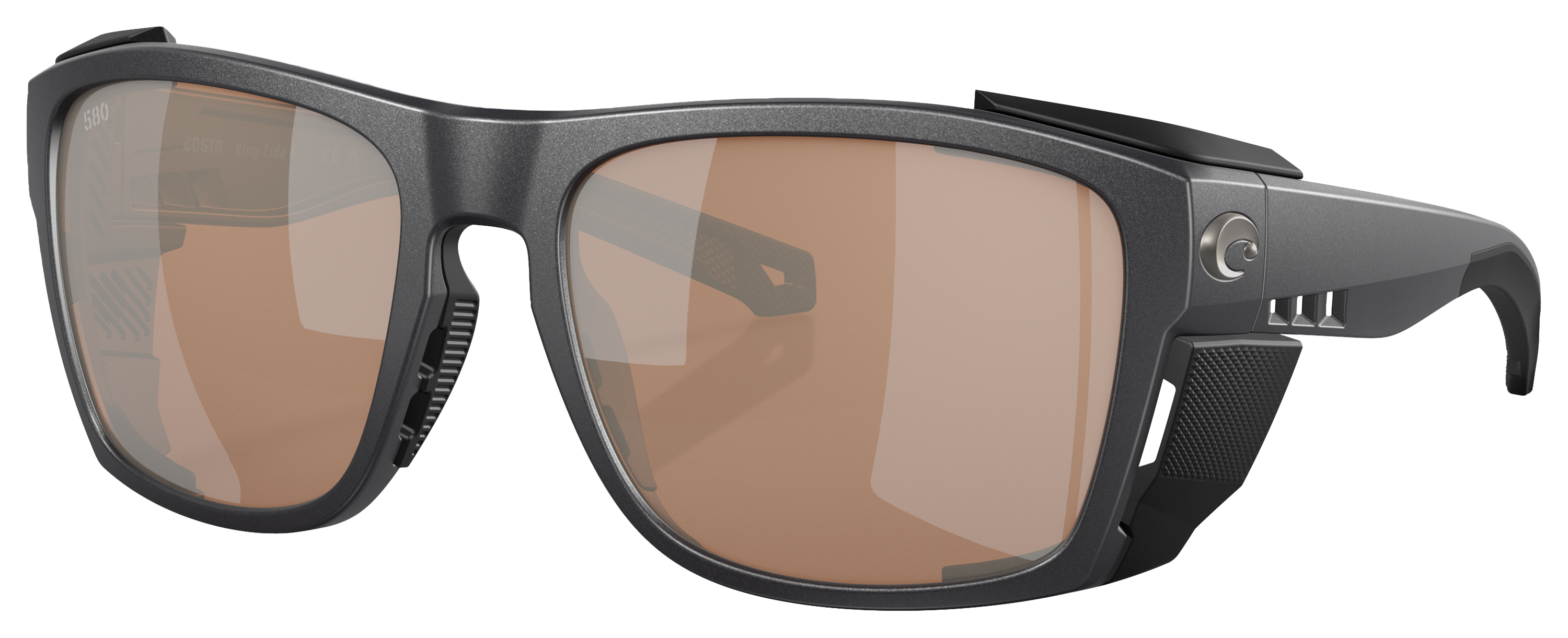 Image of Costa Del Mar King Tide 6 580G Glass Polarized Sunglasses - Black Pearl/Copper Silver Mirror - X-Large