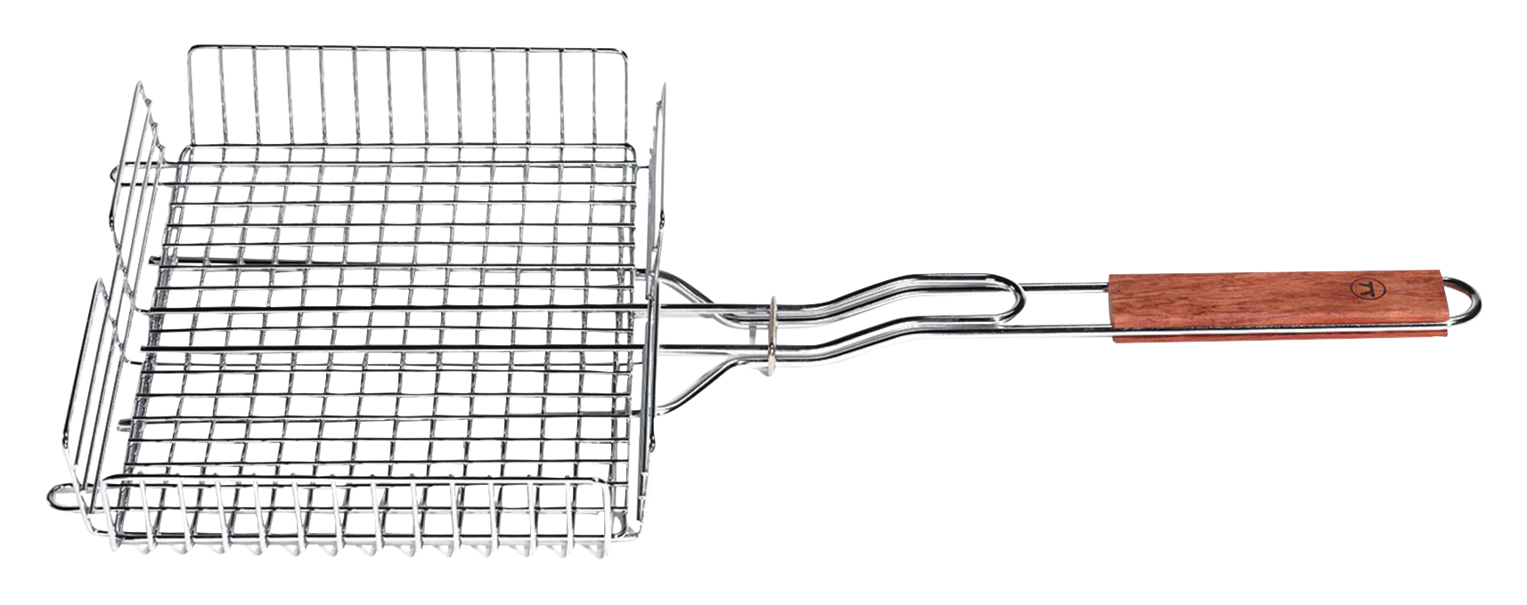 Image of Outset Chrome Grill Basket with Rosewood Handle