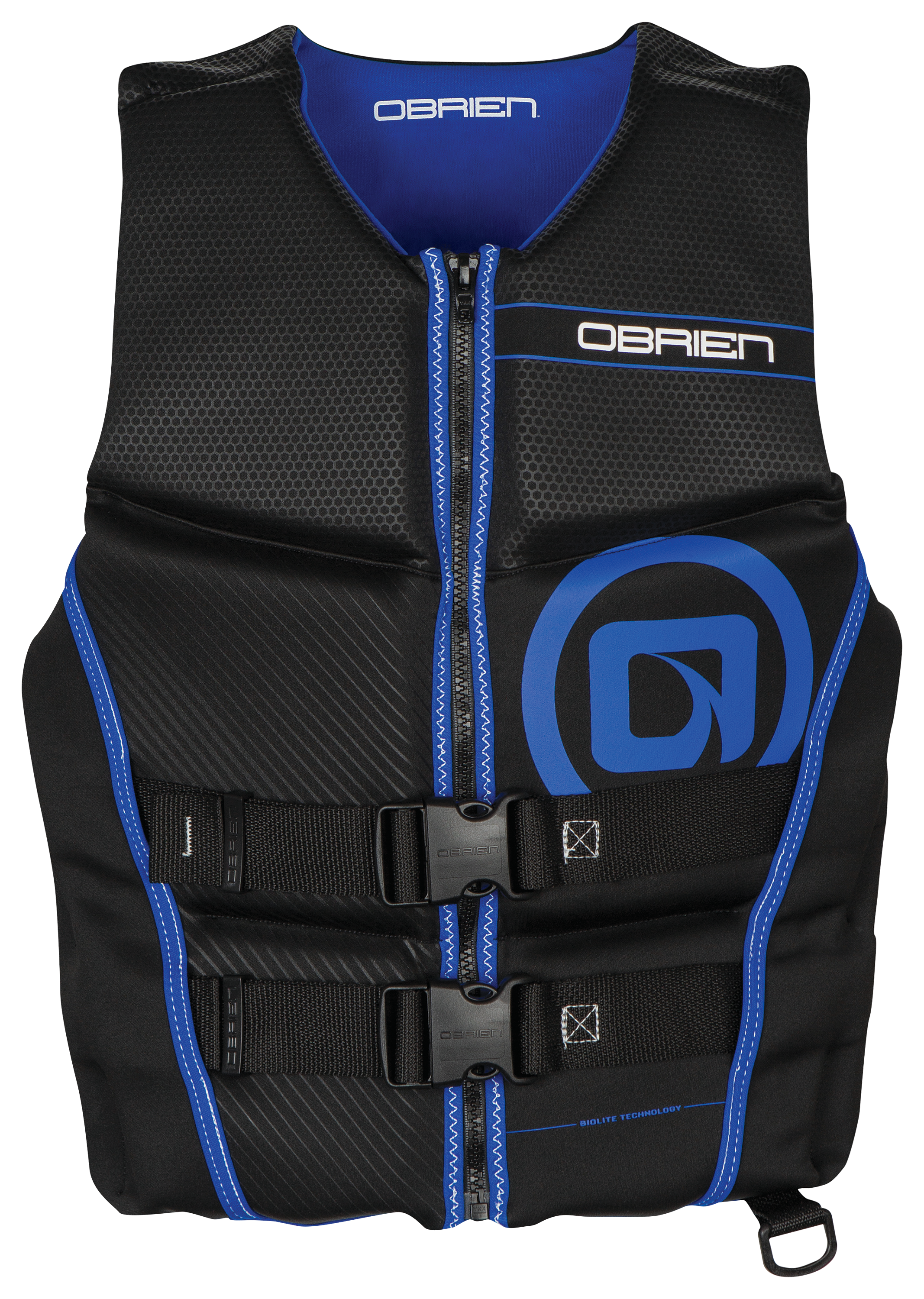Image of O'Brien Flex V-Back Life Jacket for Men - Black/Blue - X-Large