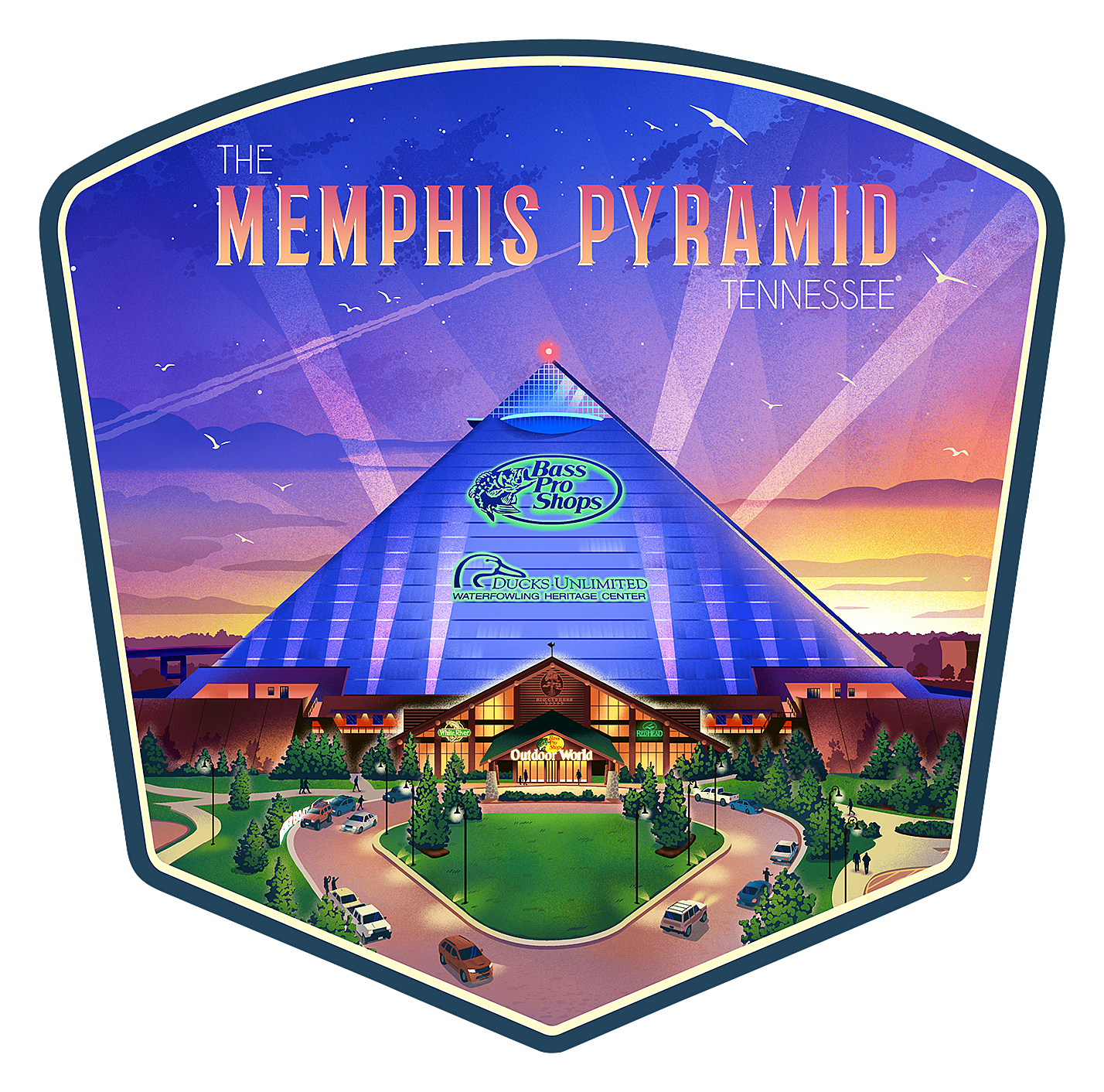 Image of Lantern Press The Memphis Pyramid Tennessee Die-Cut Sticker - Large