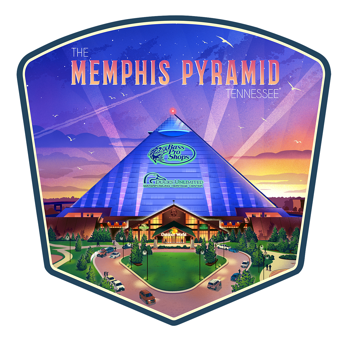 Image of Lantern Press The Memphis Pyramid Tennessee Die-Cut Sticker - Small