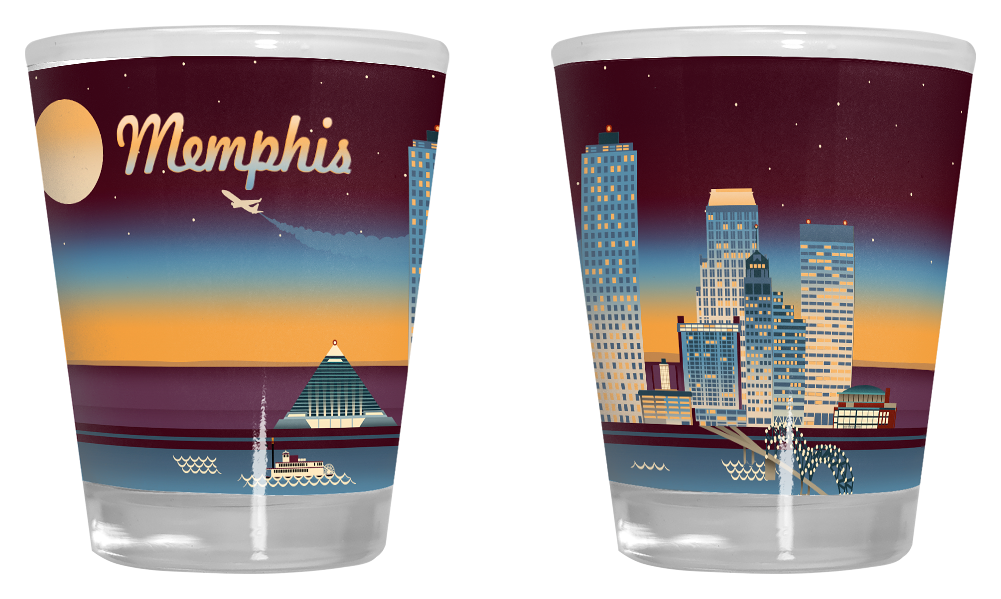 Image of Lantern Press Memphis Pyramid 2 oz. Shot Glass