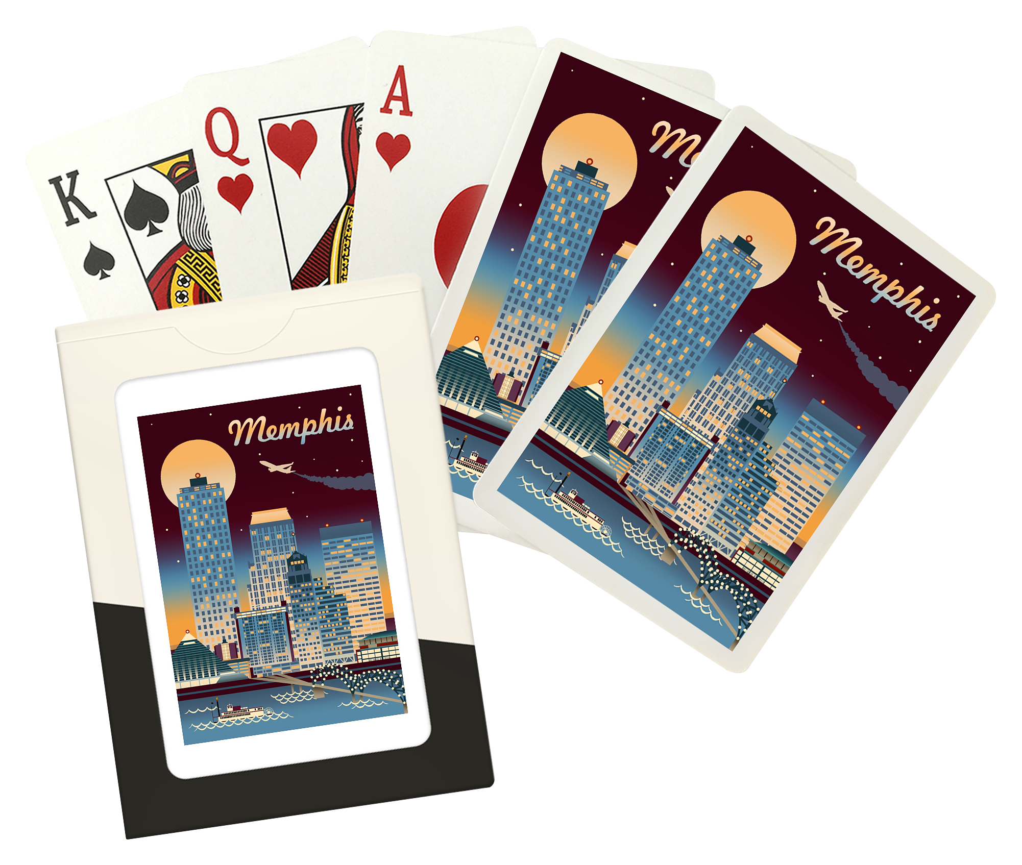 Image of Lantern Press Memphis Tennessee Retro Skyline Playing Cards