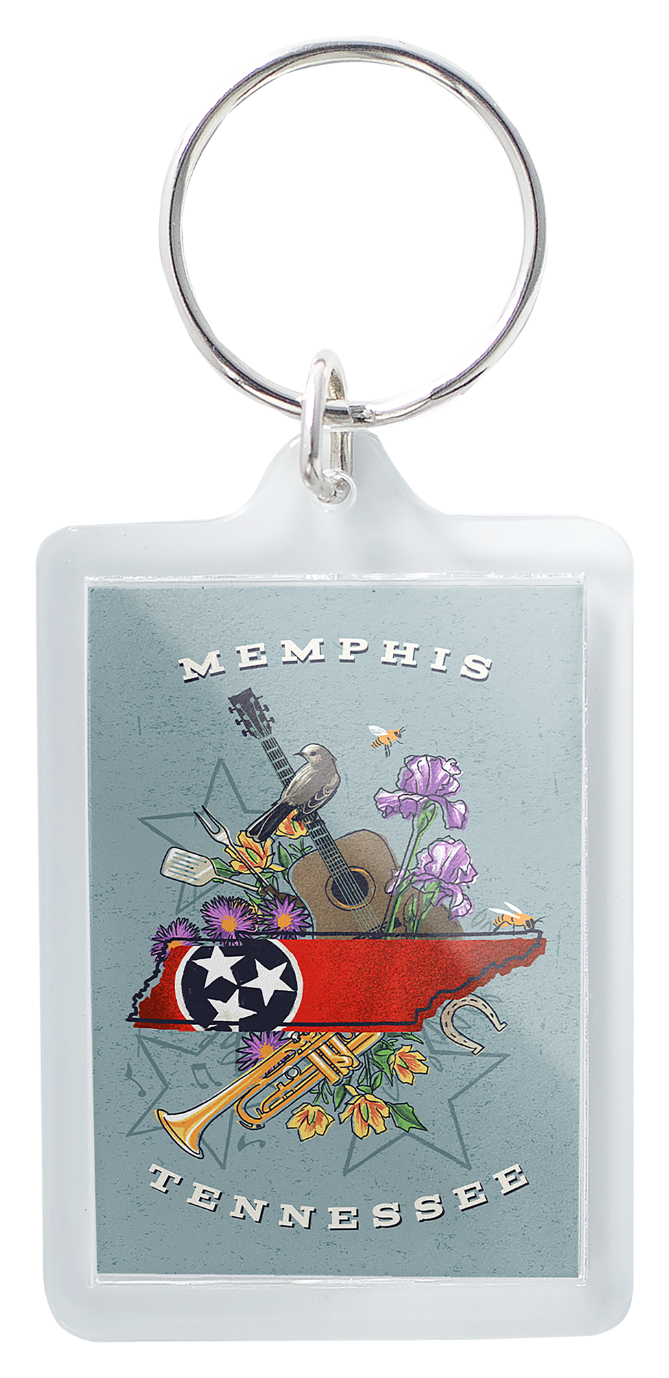 Image of Lantern Press Tennessee Treasure Trove Badge Magnet Acrylic Keychain