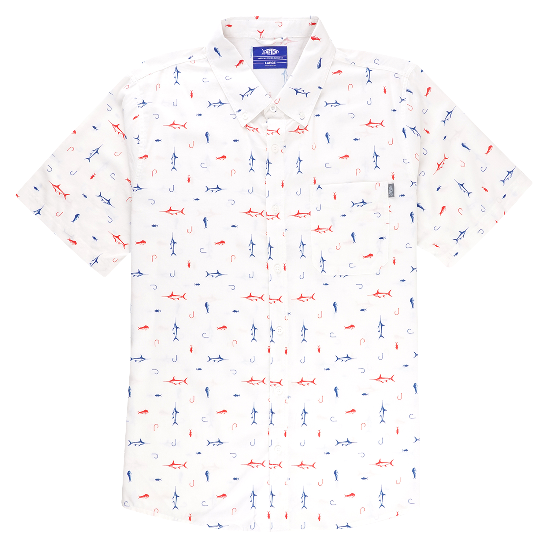 Image of AFTCO Boat Bar Short-Sleeve Woven Shirt for Men - White