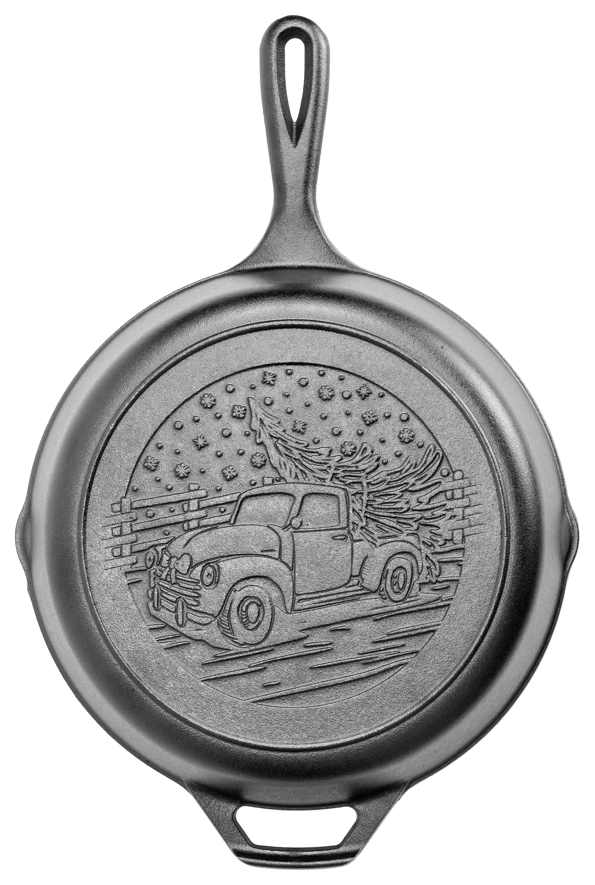 Lodge Cast-Iron Skillet with Holiday Truck Scene