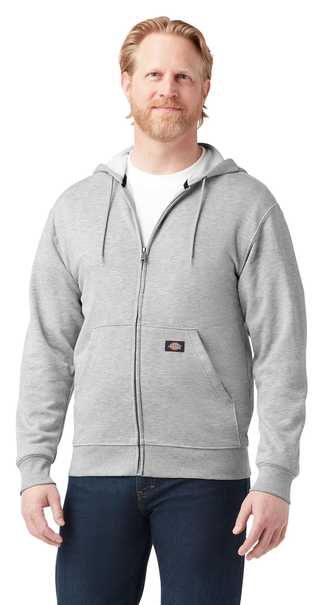 Image of Dickies Midweight Fleece Full-Zip Hoodie for Men - Heather Gray - S