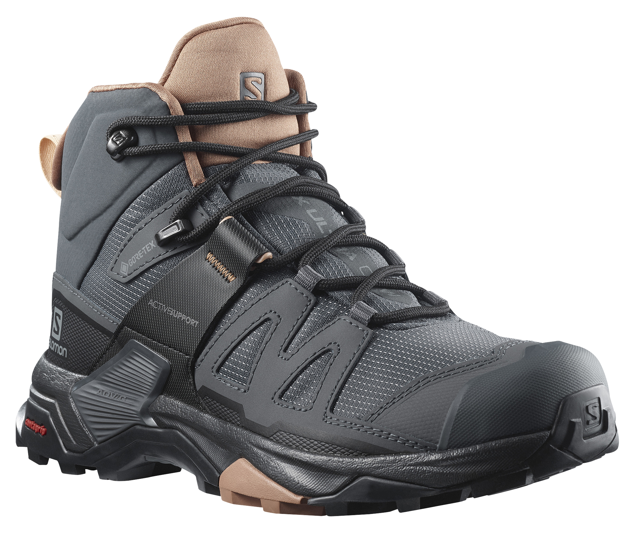 Image of Salomon X Ultra 4 Mid GORE-TEX Hiking Boots for Ladies - Ebony/Mocha Mousse/Almond Cream - 7.5M