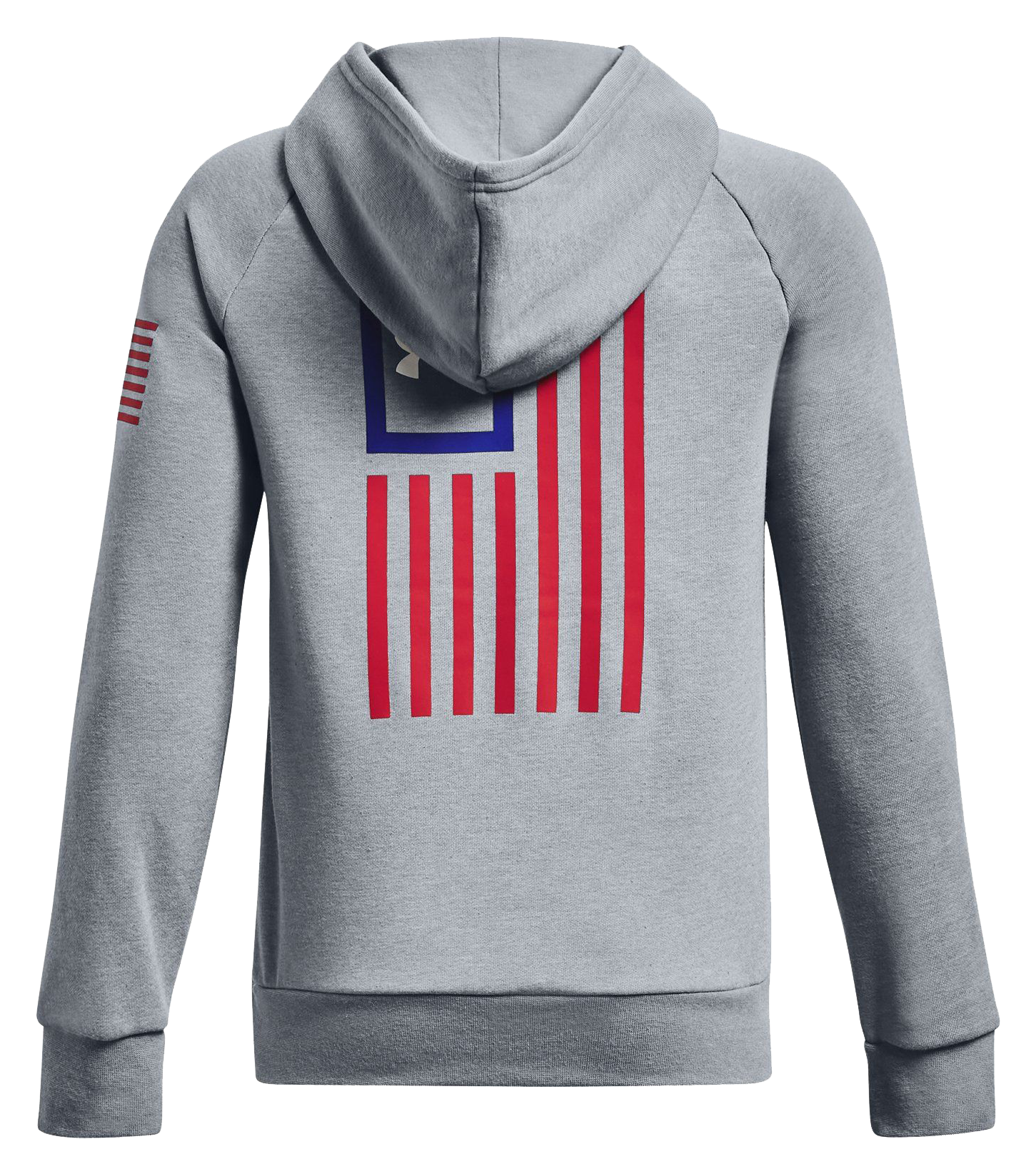 Under Armour Freedom Rival Fleece Long-Sleeve Hoodie for Kids - Steel Light Heather/Red - XS