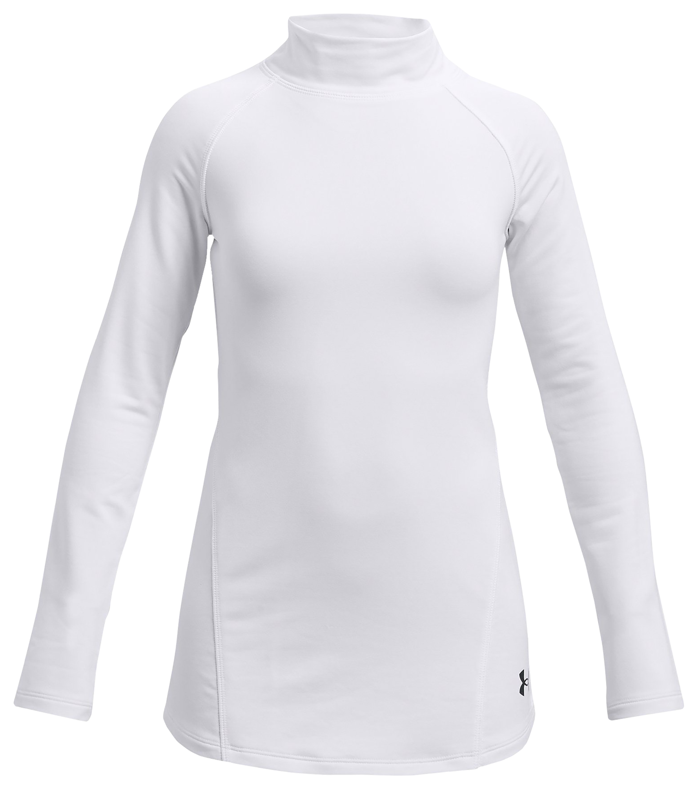 Image of Under Armour ColdGear Mock-Neck Long-Sleeve Shirt for Kids - White/Black - M