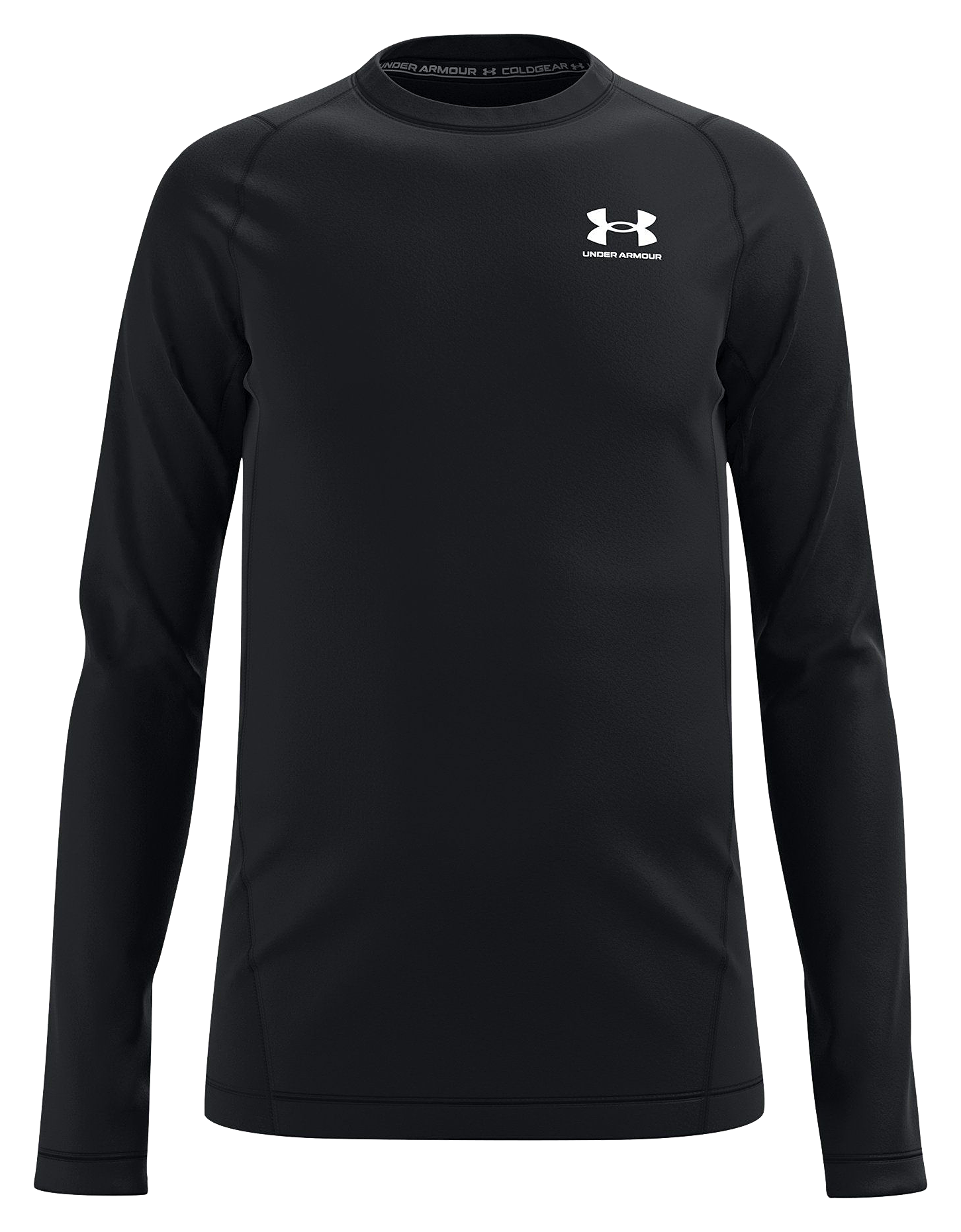 Image of Under Armour ColdGear Crew-Neck Long-Sleeve Base-Layer Shirt for Boys - Black/White - S