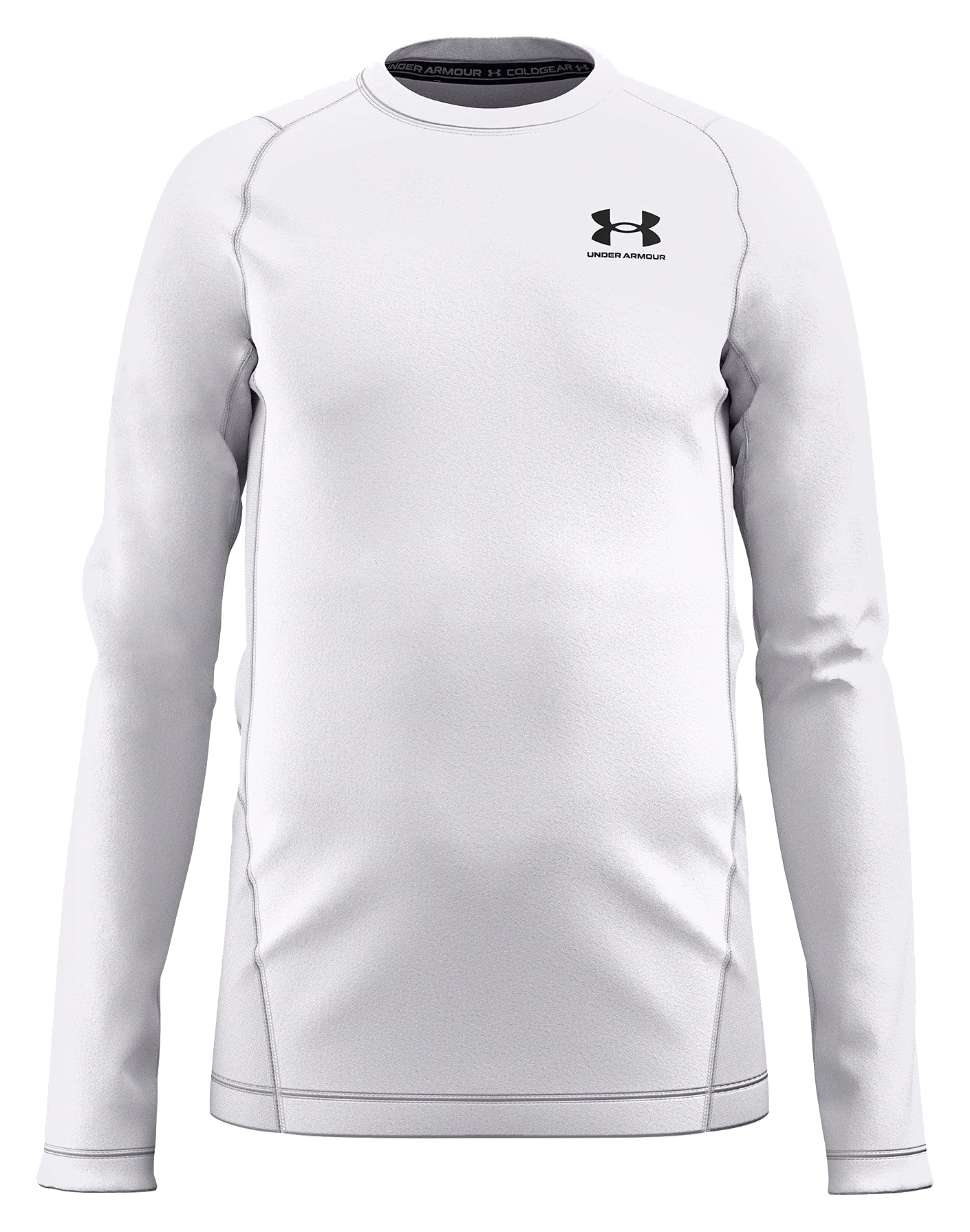 Image of Under Armour ColdGear Crew-Neck Long-Sleeve Base-Layer Shirt for Boys - White/Black - XS