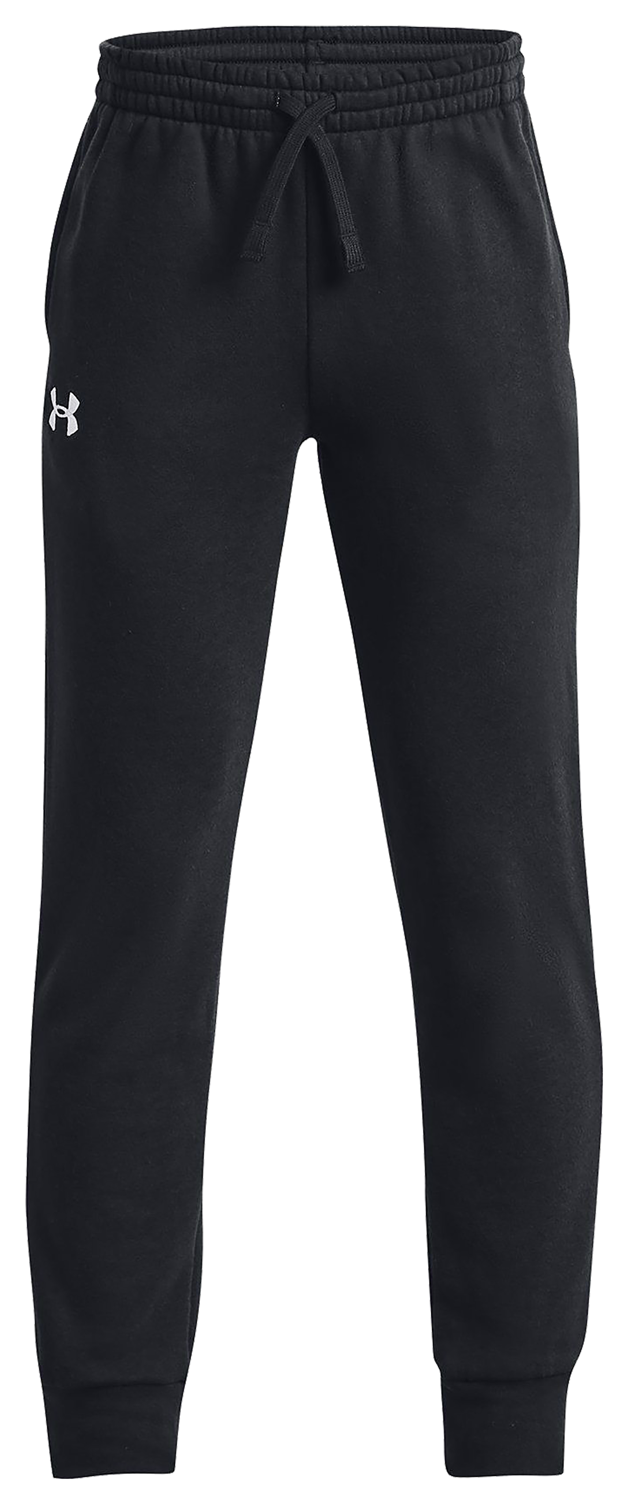 Image of Under Armour Rival Fleece Joggers with Pockets for Boys - Black/White - XS