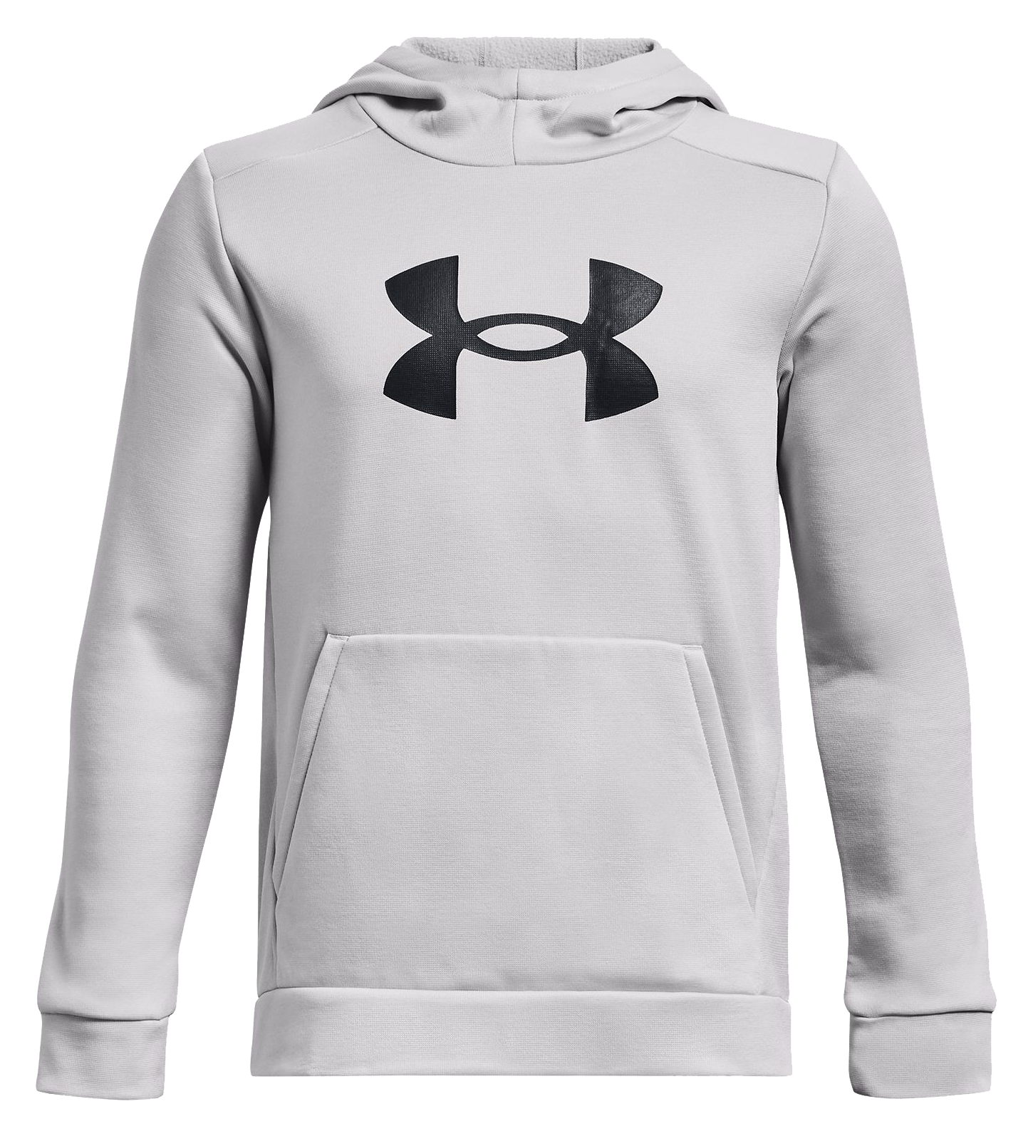 Image of Under Armour Armour Fleece Big Logo Long-Sleeve Hoodie for Kids - Halo Gray/Black - XS