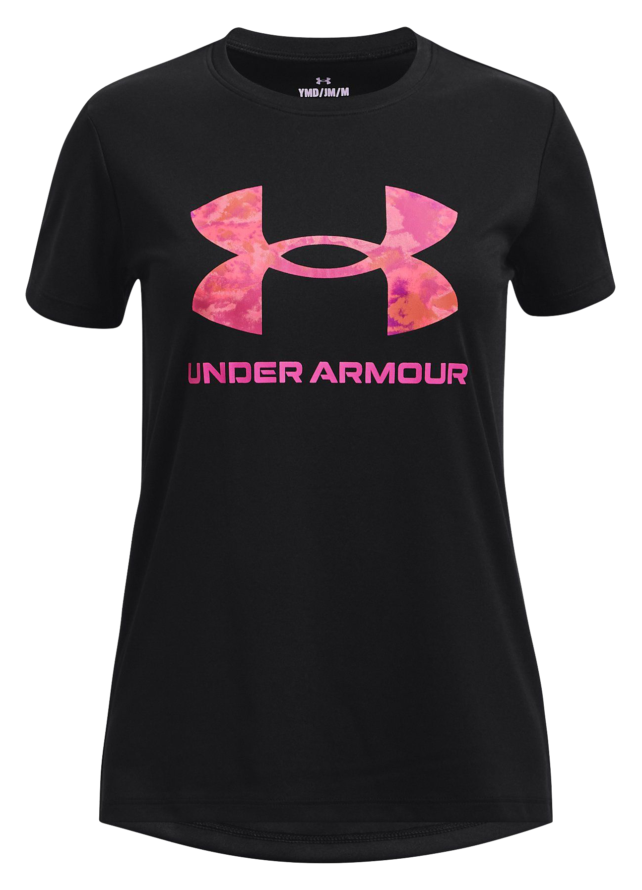 Image of Under Armour UA Tech Print Fill Big Logo Short-Sleeve T-Shirt for Kids - Black/Rebel Pink - M