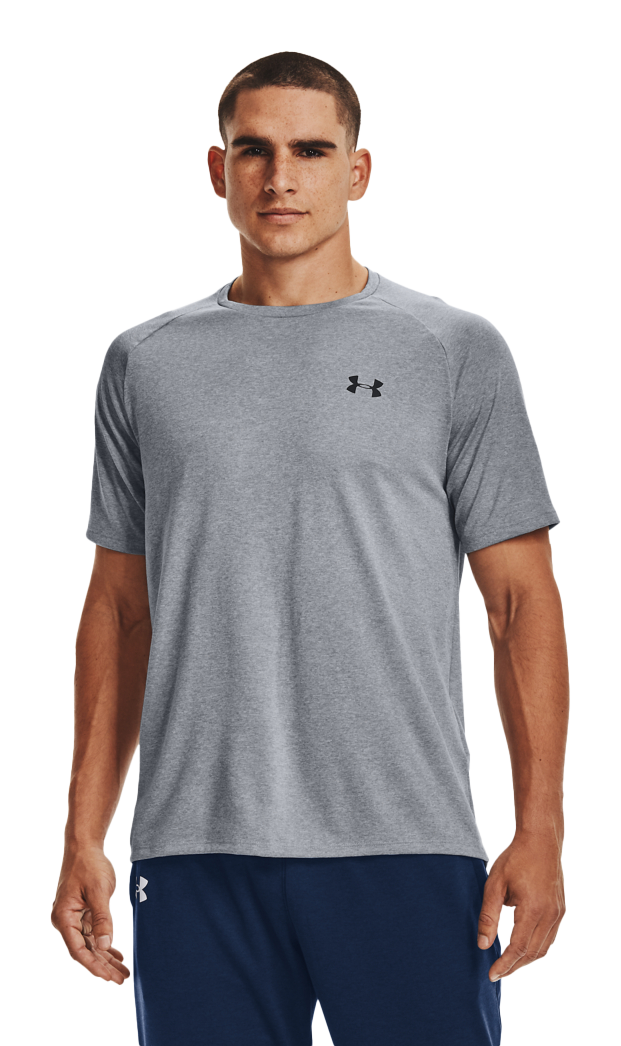 Image of Under Armour UA Tech 2.0 Short-Sleeve T-Shirt for Men - Steel Light Heather/Black - XLT