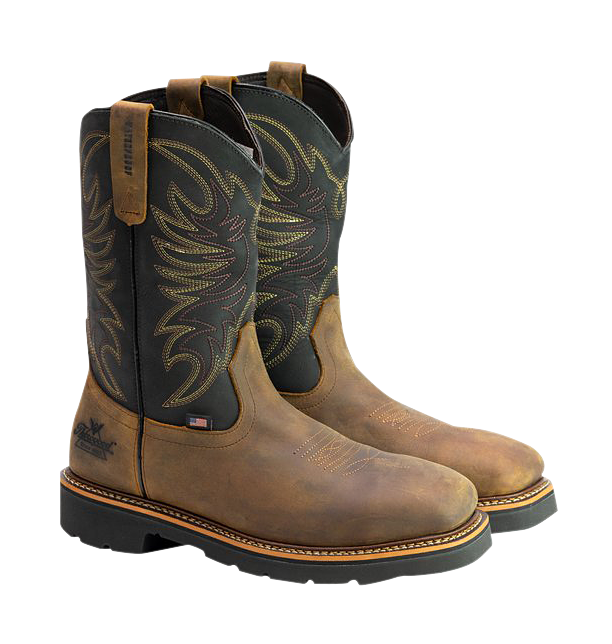 Image of Thorogood American Heritage Waterproof Square Steel Toe Wellington Work Boots for Men - Crazyhorse - 8M