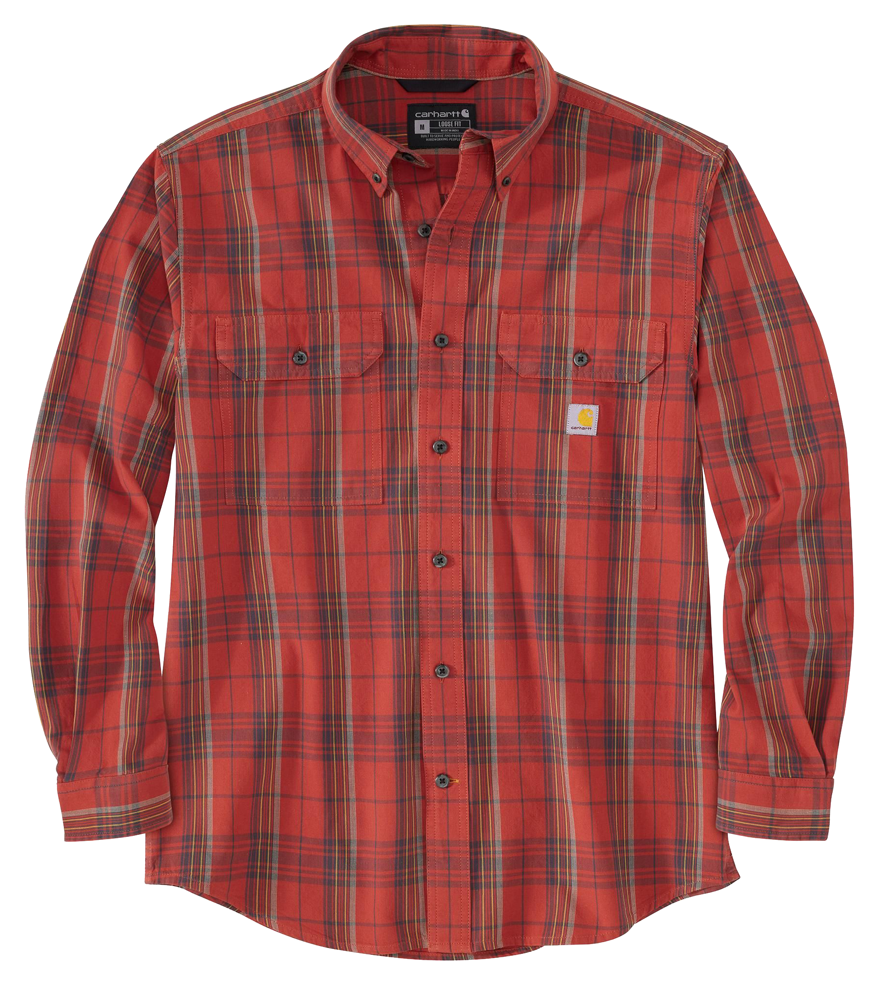 Carhartt Loose-Fit Midweight Chambray Plaid Long-Sleeve Button-Down Shirt for Men