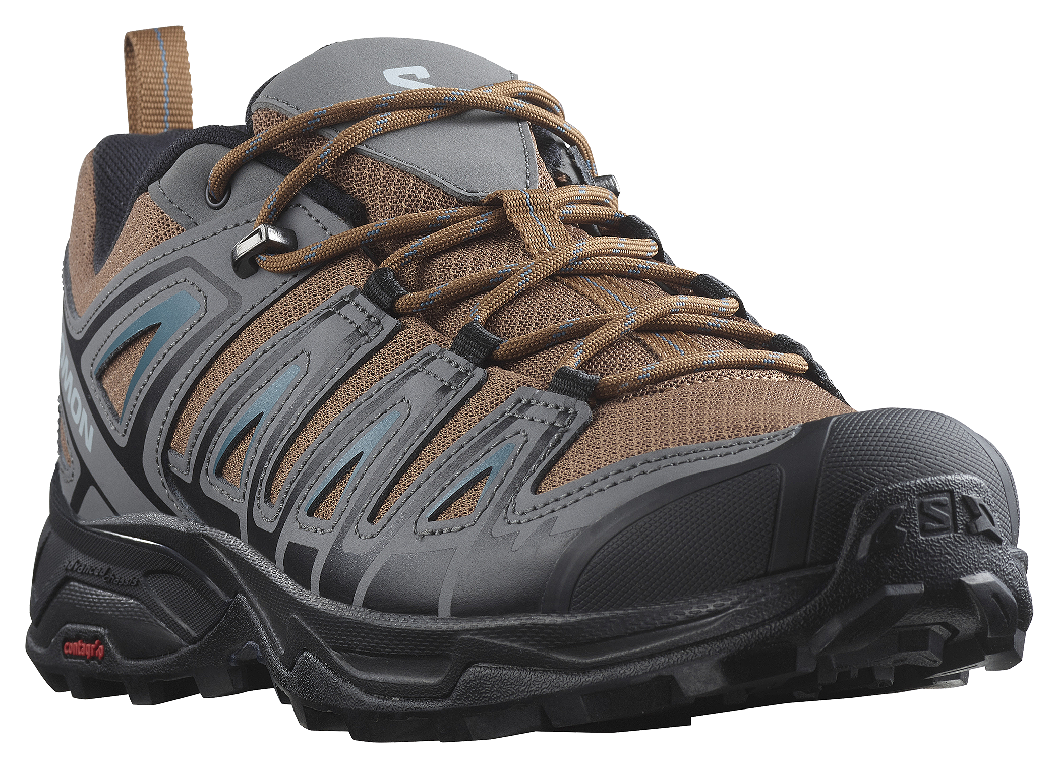Image of Salomon X Ultra Pioneer Aero Hiking Shoes for Men - Toffee/Quiet Shade/Mallard Blue - 12M