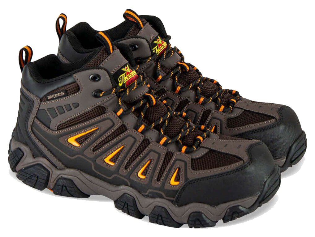 Image of Thorogood Crosstrex Hiker Mid Waterproof Composite Toe Work Boots for Men - Brown/Orange - 11M
