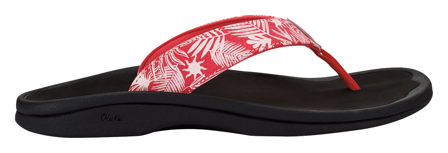 Image of OluKai Ohana Thong Sandals for Women - Lehua Flower/Onyx