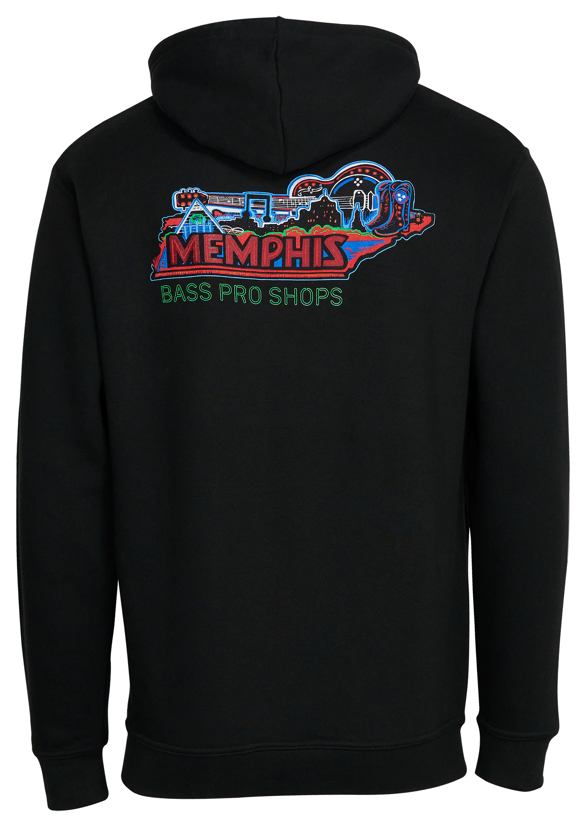 Image of Bass Pro Shops Memphis Skyline Hoodie for Men - Black - L