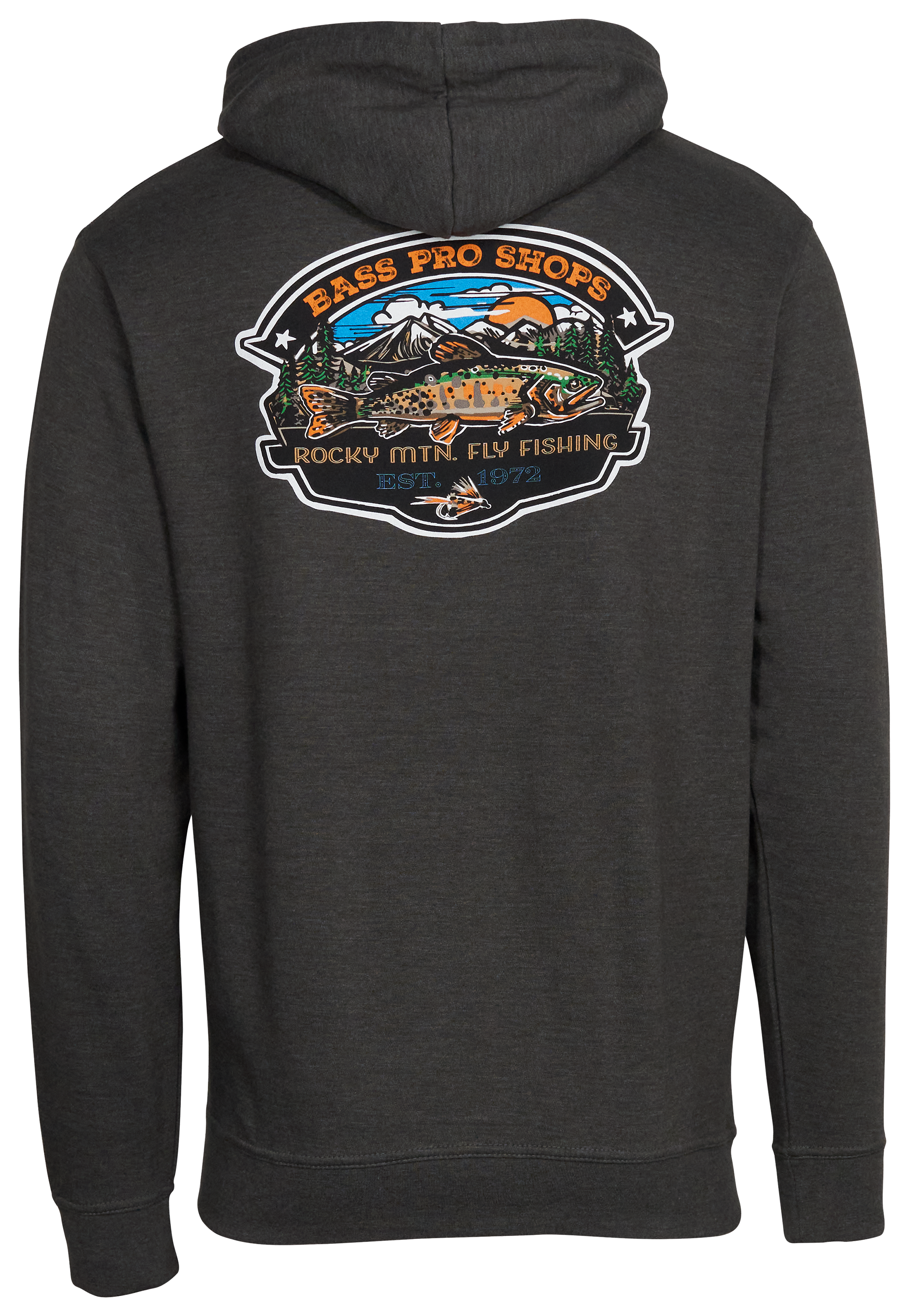 Image of Bass Pro Shops Rocky Mountain Fly Fishing Hoodie for Men - Charcoal - 2XL